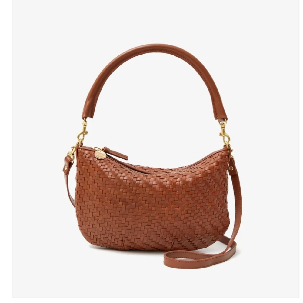 Clare V petite moyen messenger in Hazelnut Zig Zag